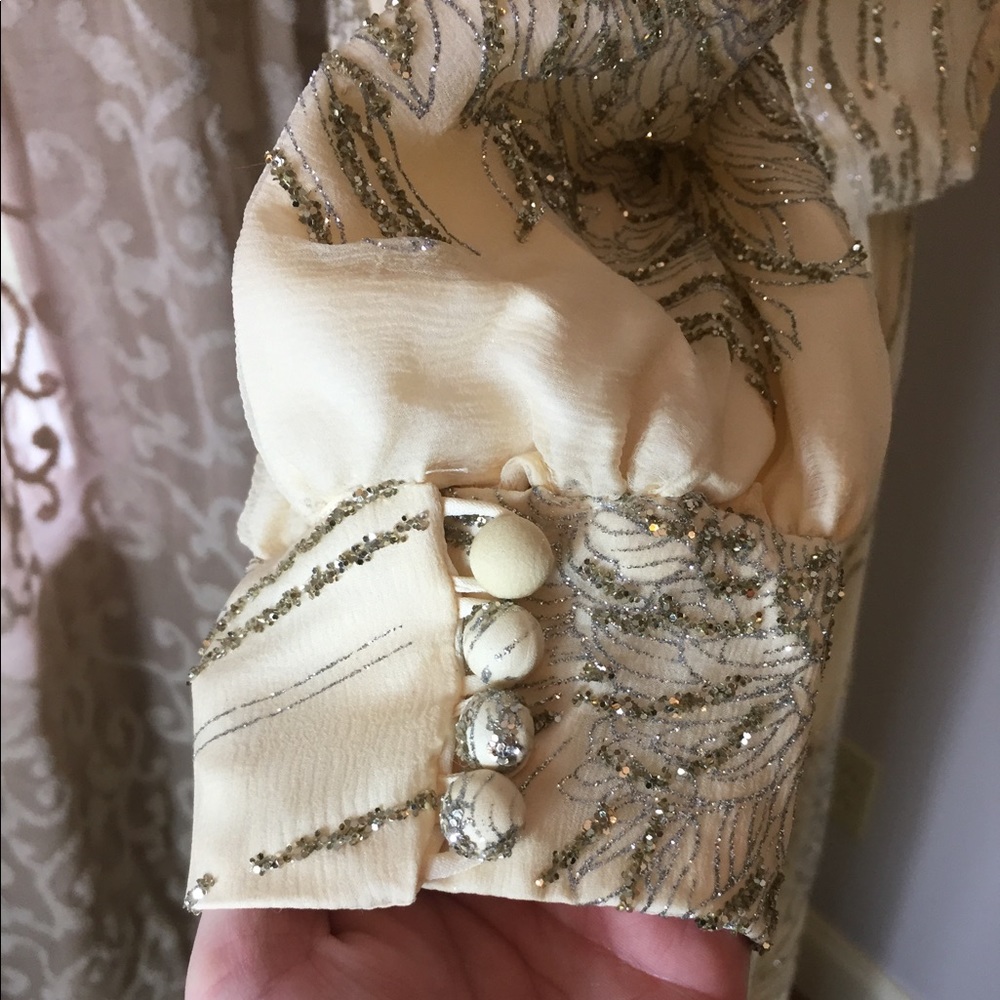 NWT Alyce Designs Vintage white and silver beaded gown - Picture 8 of 16